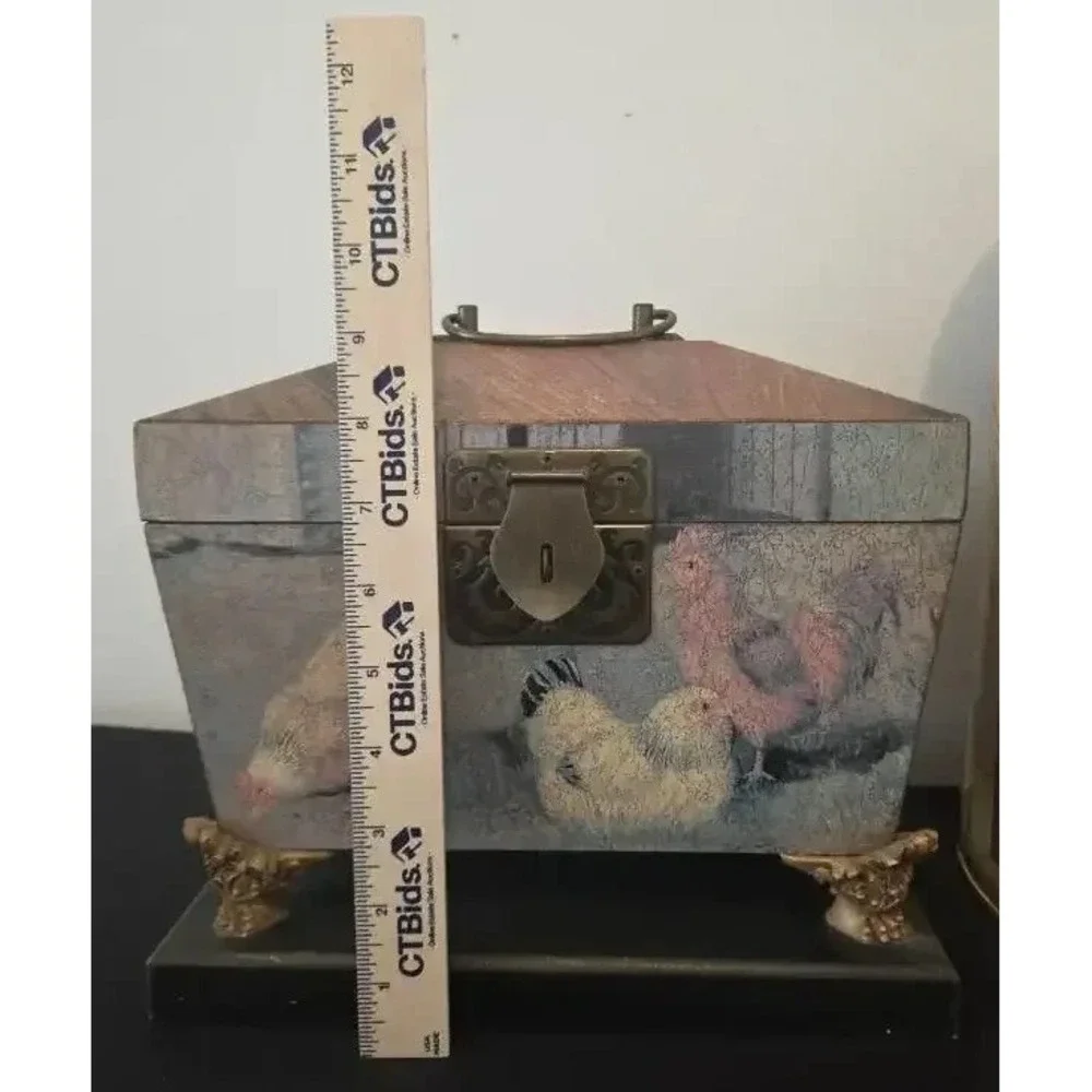 Rooster Décor Wooden Box on Stand
